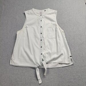 Prana Women's Large Sunrise Peak Top Sun Faded Blue Tie‎ Waist Tank Top